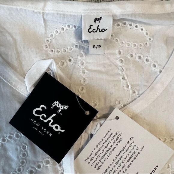 ECHO Ocean Eyelet Tunic Dress,‎ Beach Cover Up, White, Size Small, NWT - Picture 8 of 8